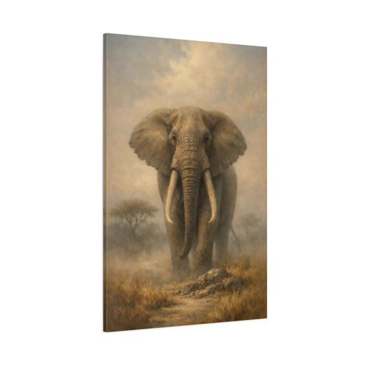 Main Mockup. Animals Elephant Brown And Tan shown as stretched canvas wall art