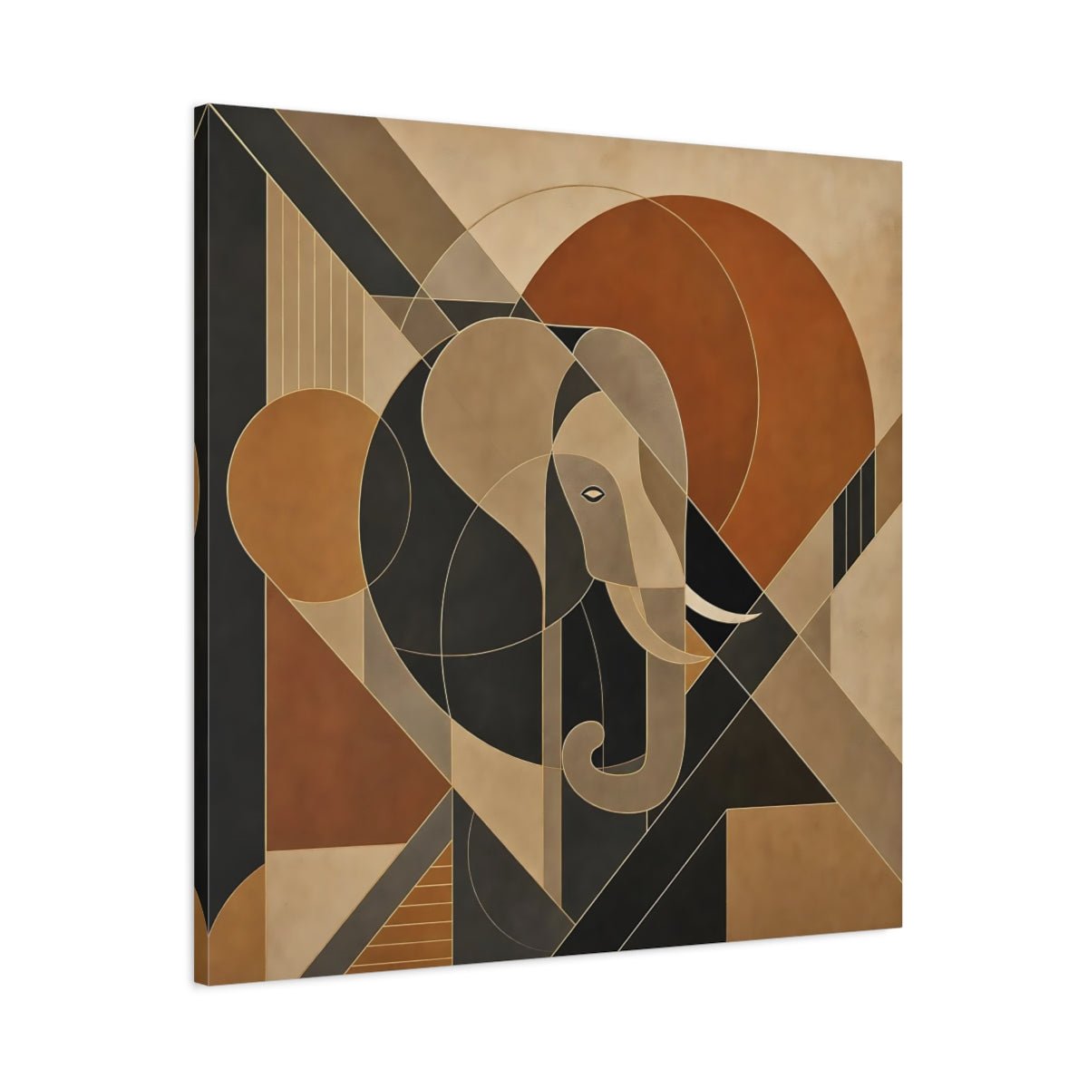 Animals Elephant Brown Gold Abstract Canvas Print – Living Room, Above Sofa - YesArtYes