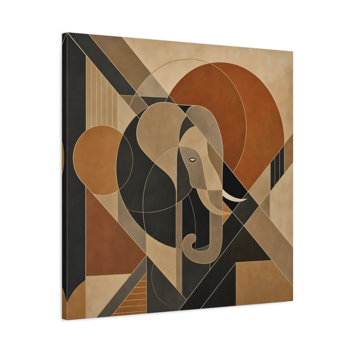 Animals Elephant Brown Gold Abstract Canvas Print – Living Room, Above Sofa - YesArtYes