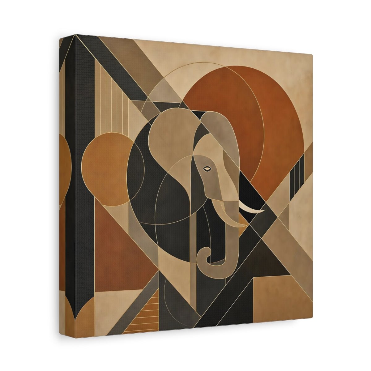 Animals Elephant Brown Gold Abstract Canvas Print – Living Room, Above Sofa - YesArtYes