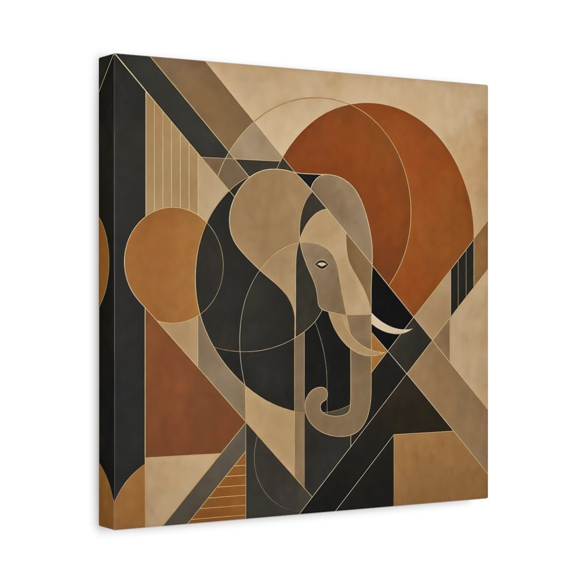 Animals Elephant Brown Gold Abstract Canvas Print – Living Room, Above Sofa - YesArtYes
