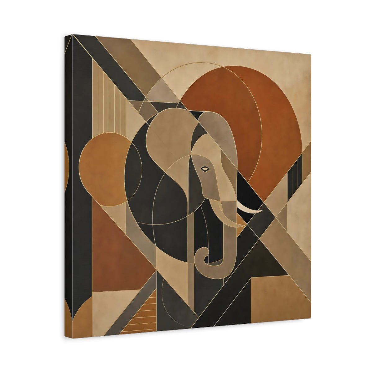 Animals Elephant Brown Gold Abstract Canvas Print – Living Room, Above Sofa - YesArtYes