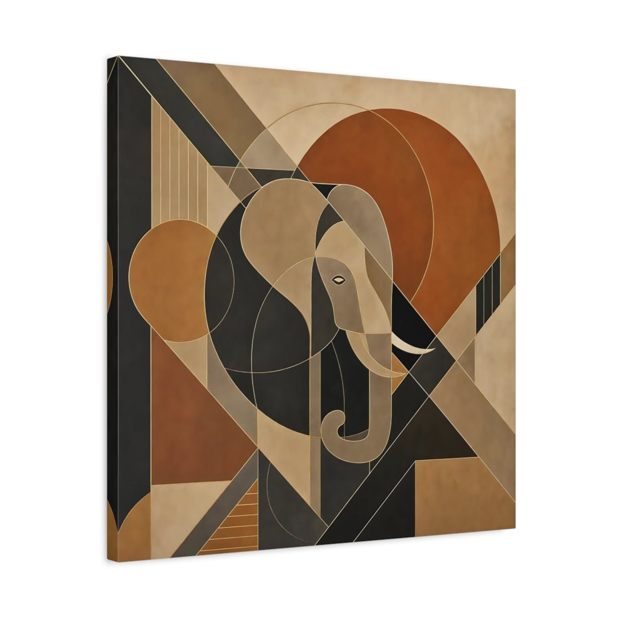 Animals Elephant Brown Gold Abstract Canvas Print – Living Room, Above Sofa - YesArtYes