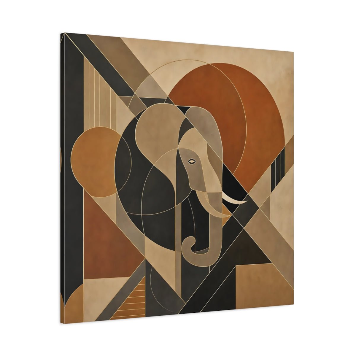 Animals Elephant Brown Gold Abstract Canvas Print – Living Room, Above Sofa - YesArtYes