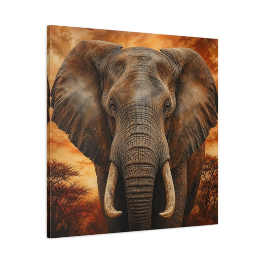 Animals Elephant Brown Orange Canvas Print Wall Art – realistic Living Room, Above Fireplace - YesArtYes