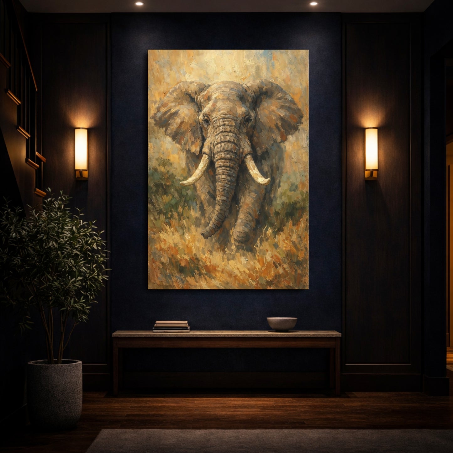 Mockup 3. Animals Elephant Elephant Art shown as stretched canvas wall art