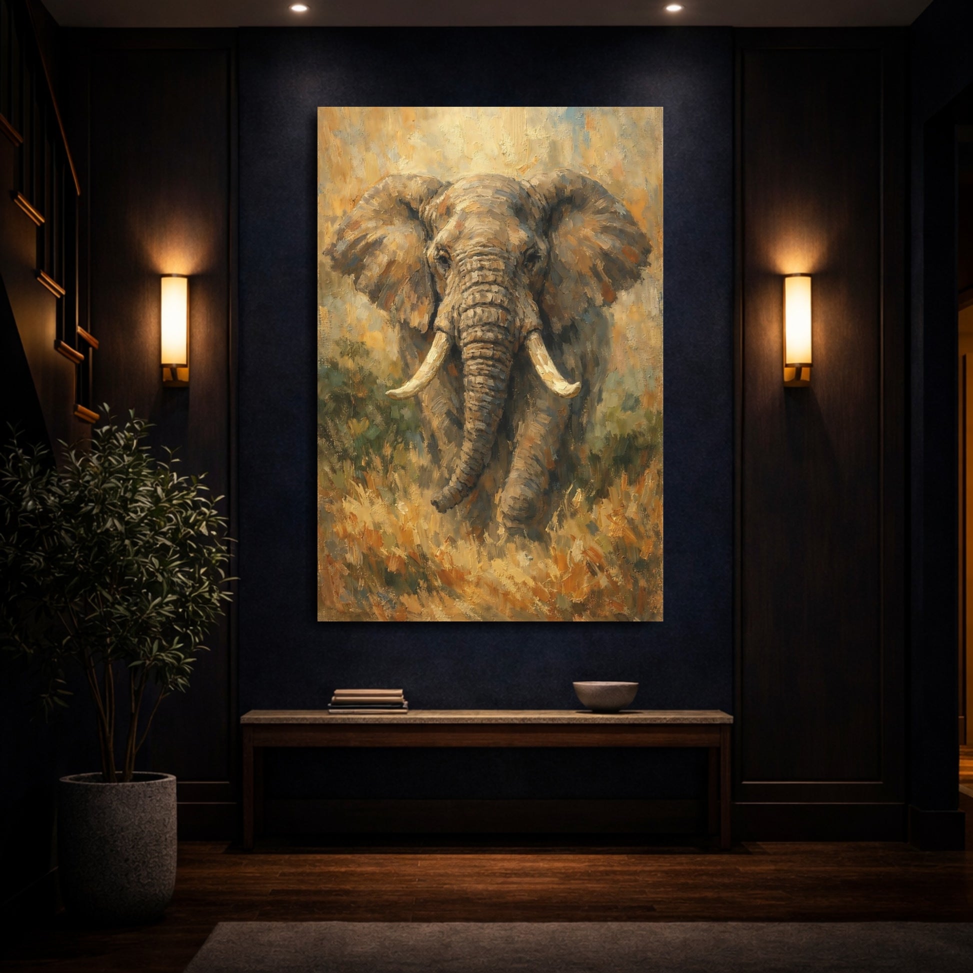 Mockup 3. Animals Elephant Elephant Art shown as stretched canvas wall art
