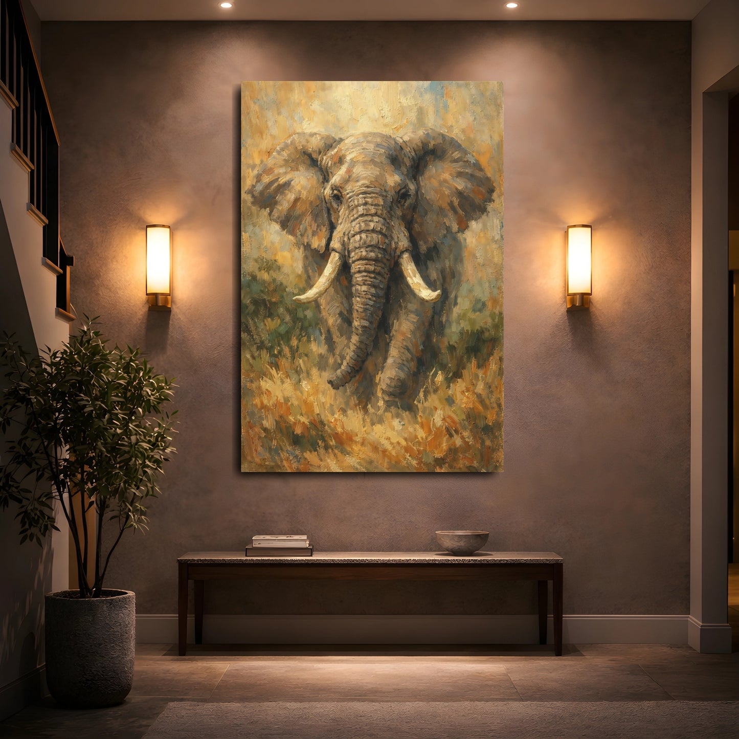 Mockup 4. Animals Elephant Elephant Art shown as stretched canvas wall art