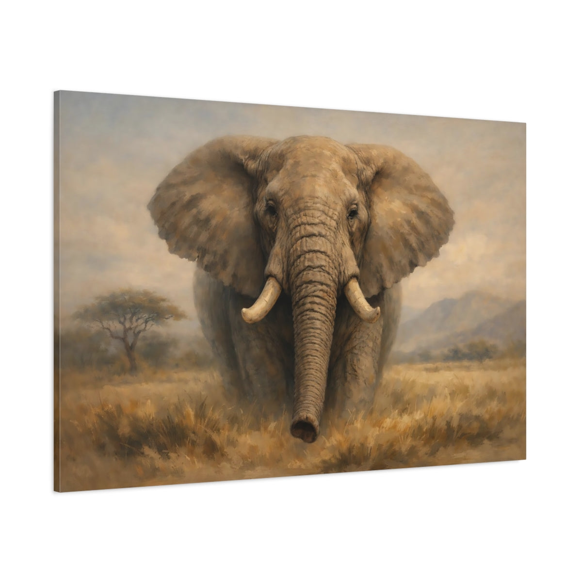 Main Mockup. Animals Elephant Elephant Savanna shown as stretched canvas wall art