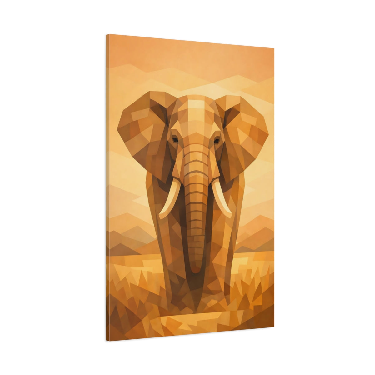 Animals Elephant Orange Brown Elephant shown as stretched canvas wall art