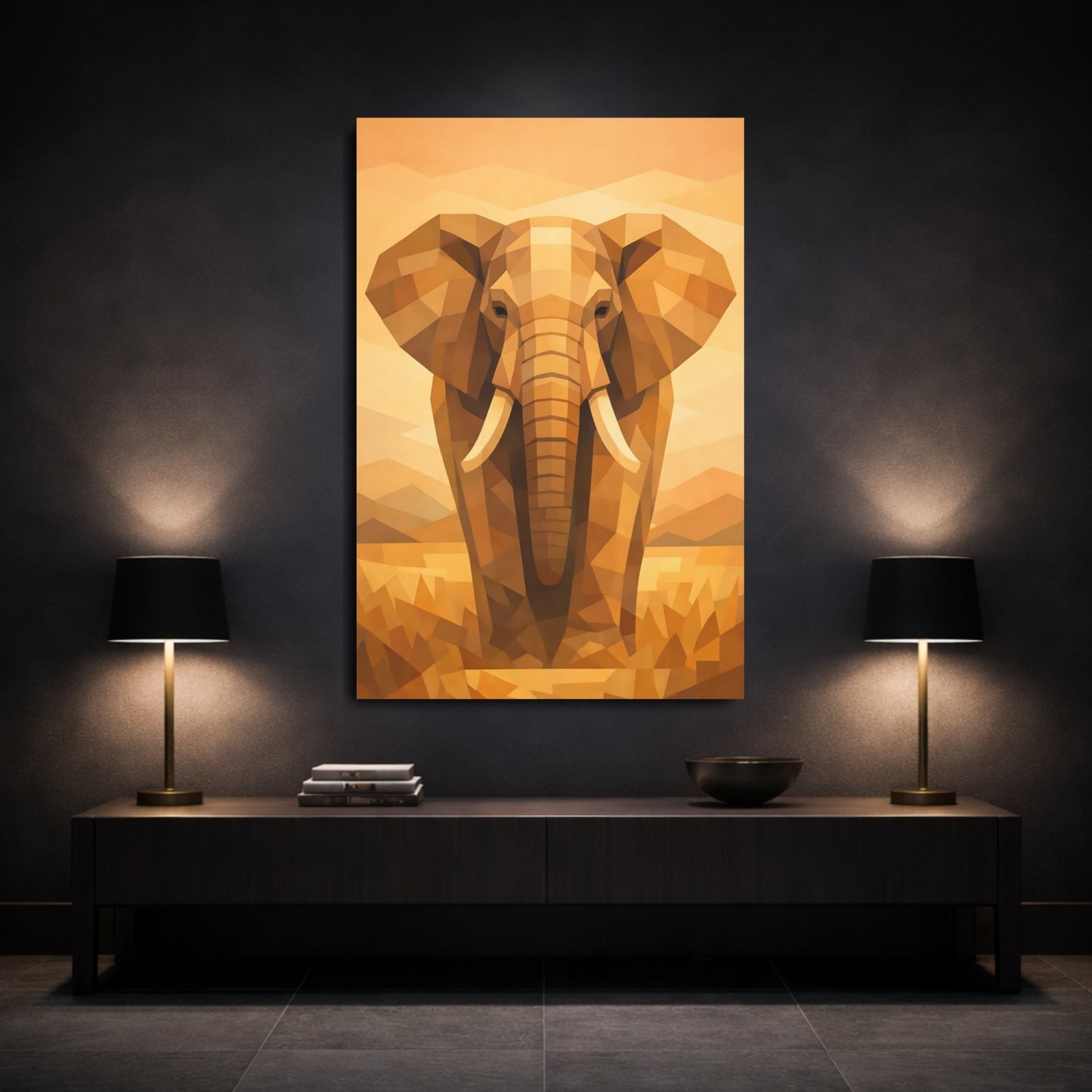 Animals Elephant Orange Brown Elephant shown as front canvas room wall art