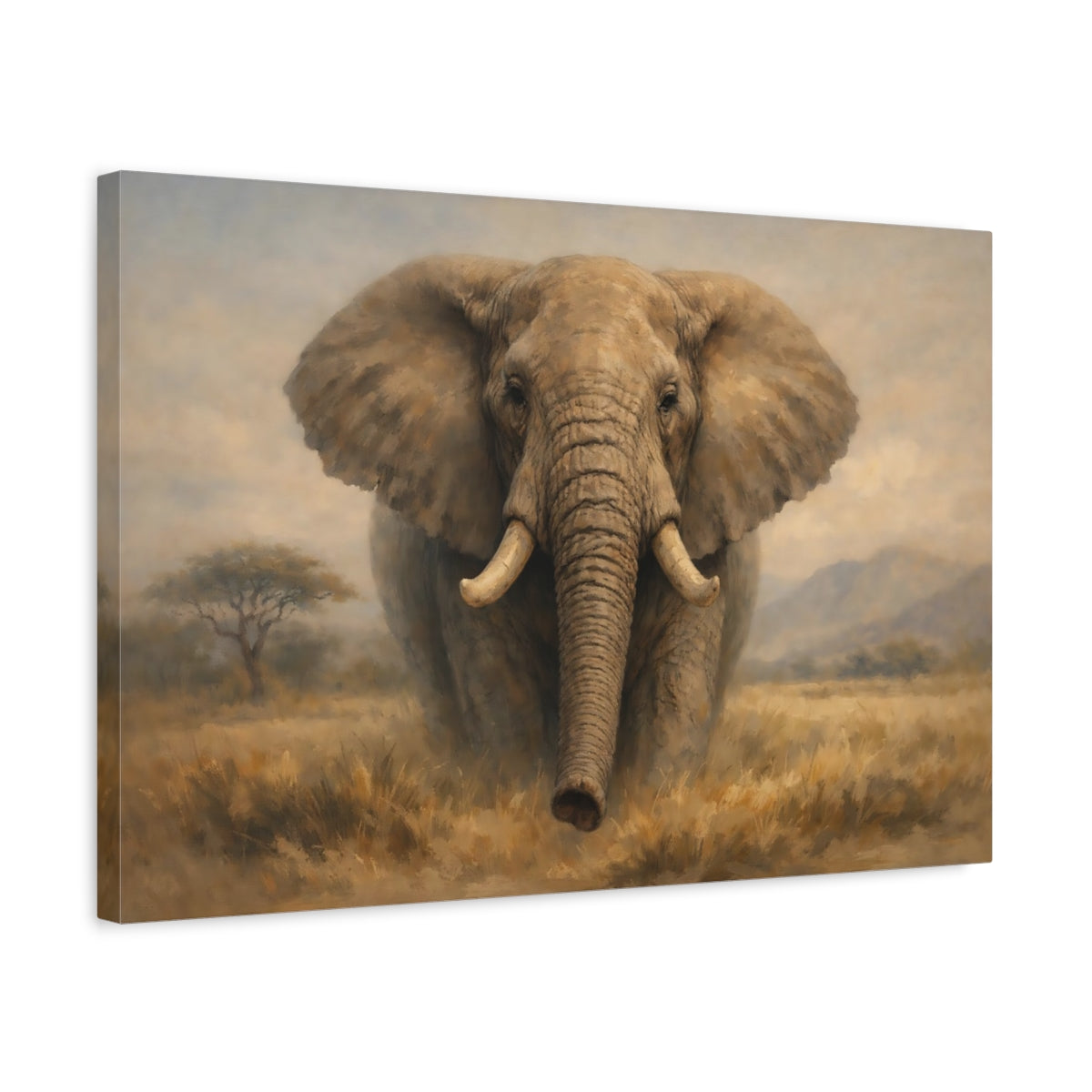 Side Mockup 3. Animals Elephant Elephant Savanna shown as stretched canvas wall art