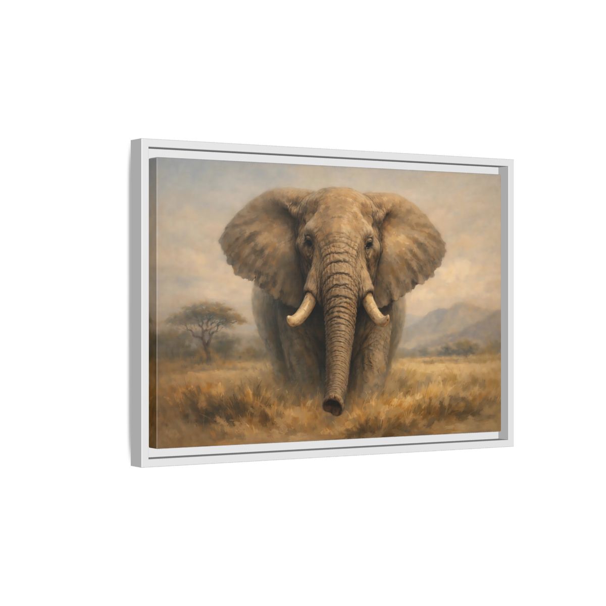 Side Mockup 1. Animals Elephant Elephant Savanna shown as stretched canvas wall art