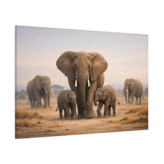 Animals Elephants African Elephants shown as stretched canvas wall art