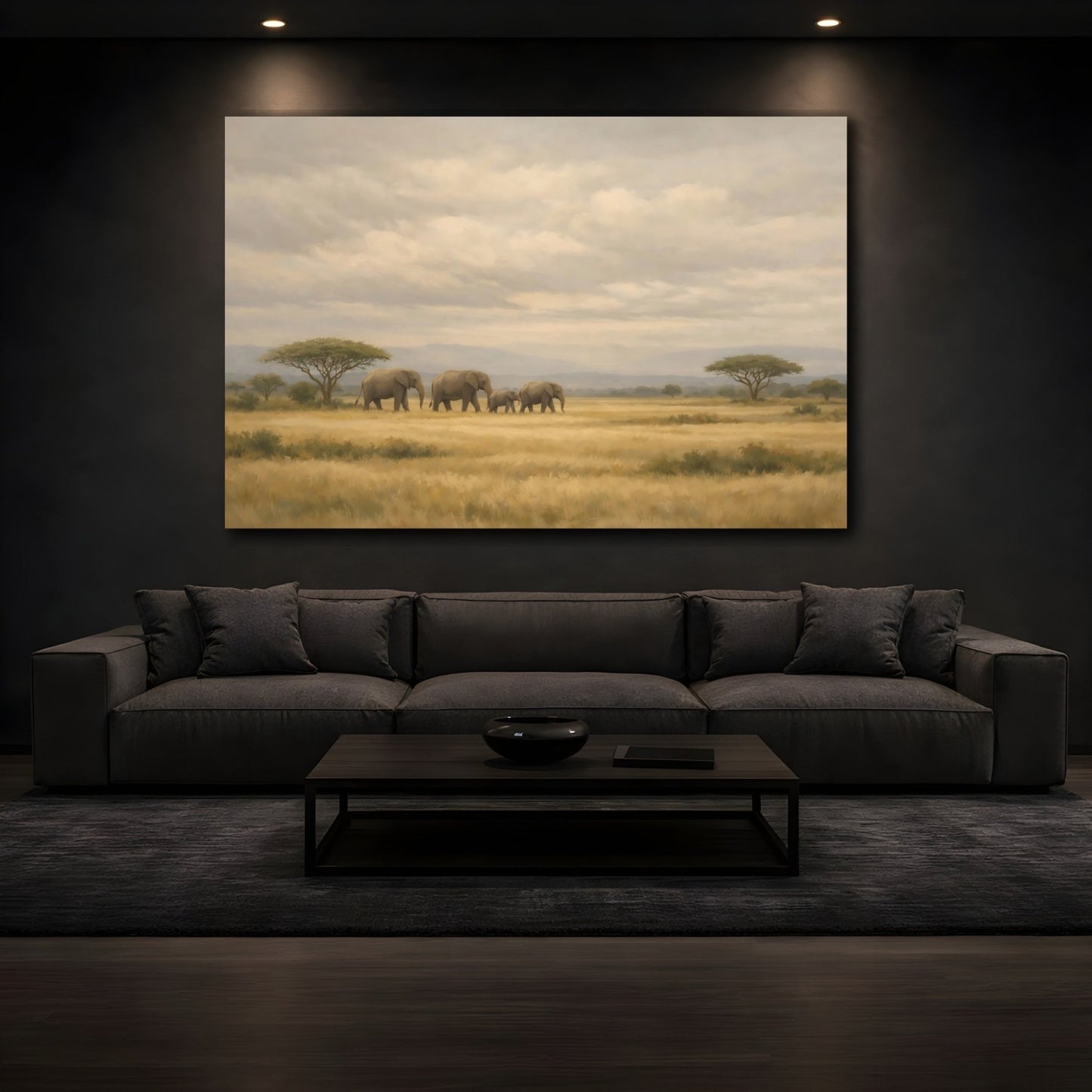 Animals Elephants Brown And Grey - Canvas Wall Art Print - YesArtYes
