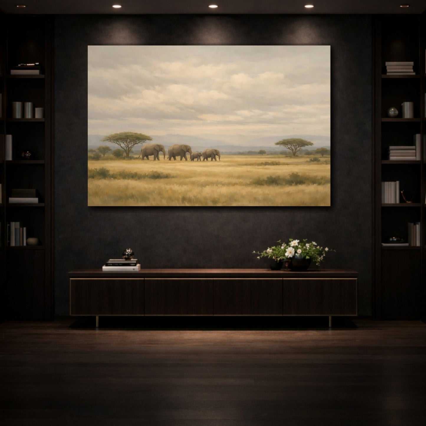 Animals Elephants Brown And Grey - Canvas Wall Art Print - YesArtYes