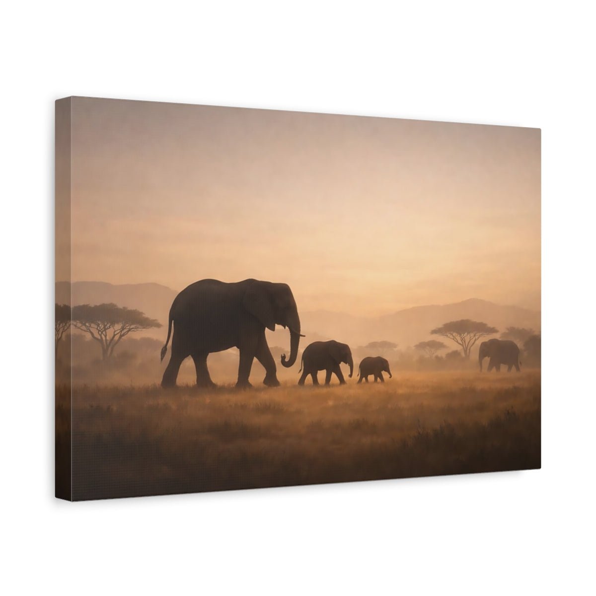 Animals Elephants Golden - Canvas Wall Art Print - YesArtYes