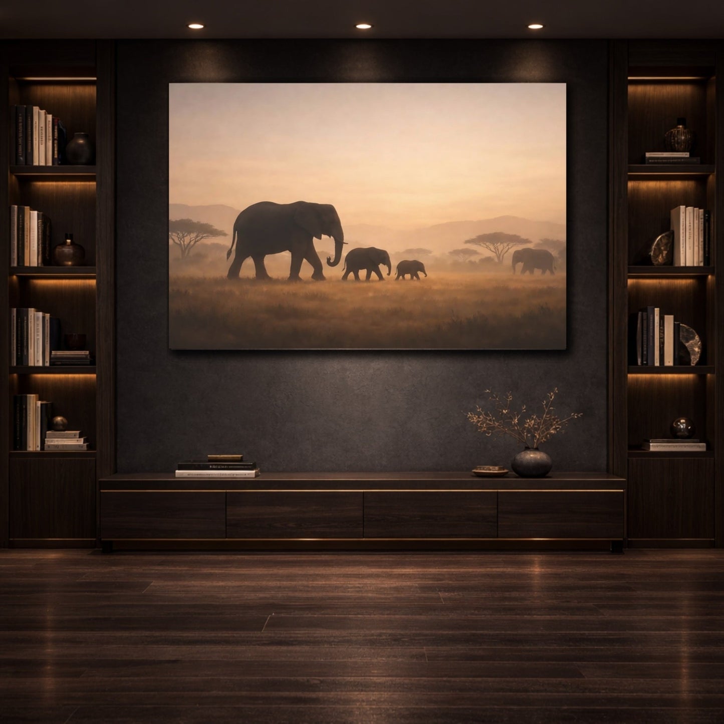 Animals Elephants Golden - Canvas Wall Art Print - YesArtYes