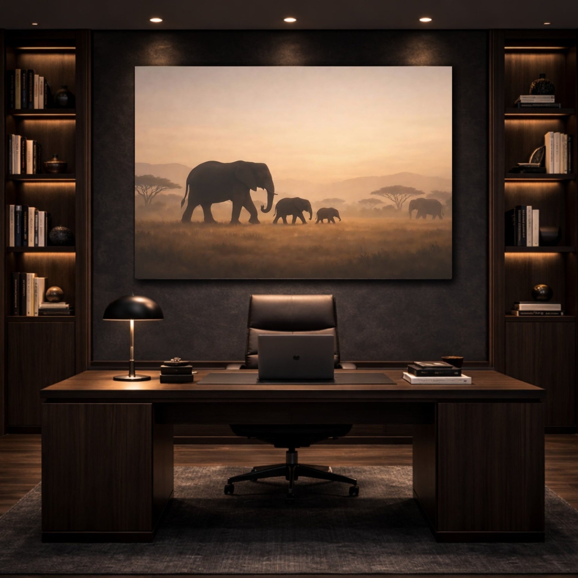 Animals Elephants Golden - Canvas Wall Art Print - YesArtYes
