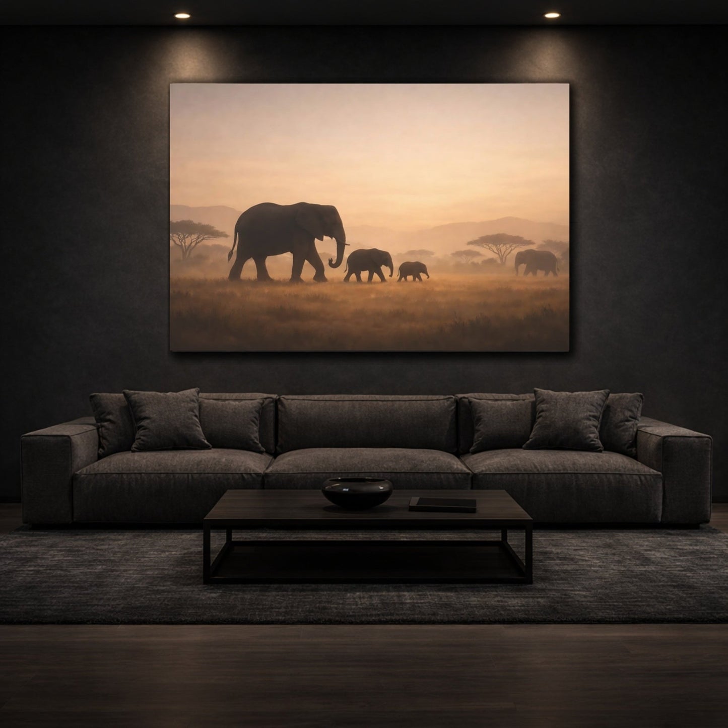 Animals Elephants Golden - Canvas Wall Art Print - YesArtYes