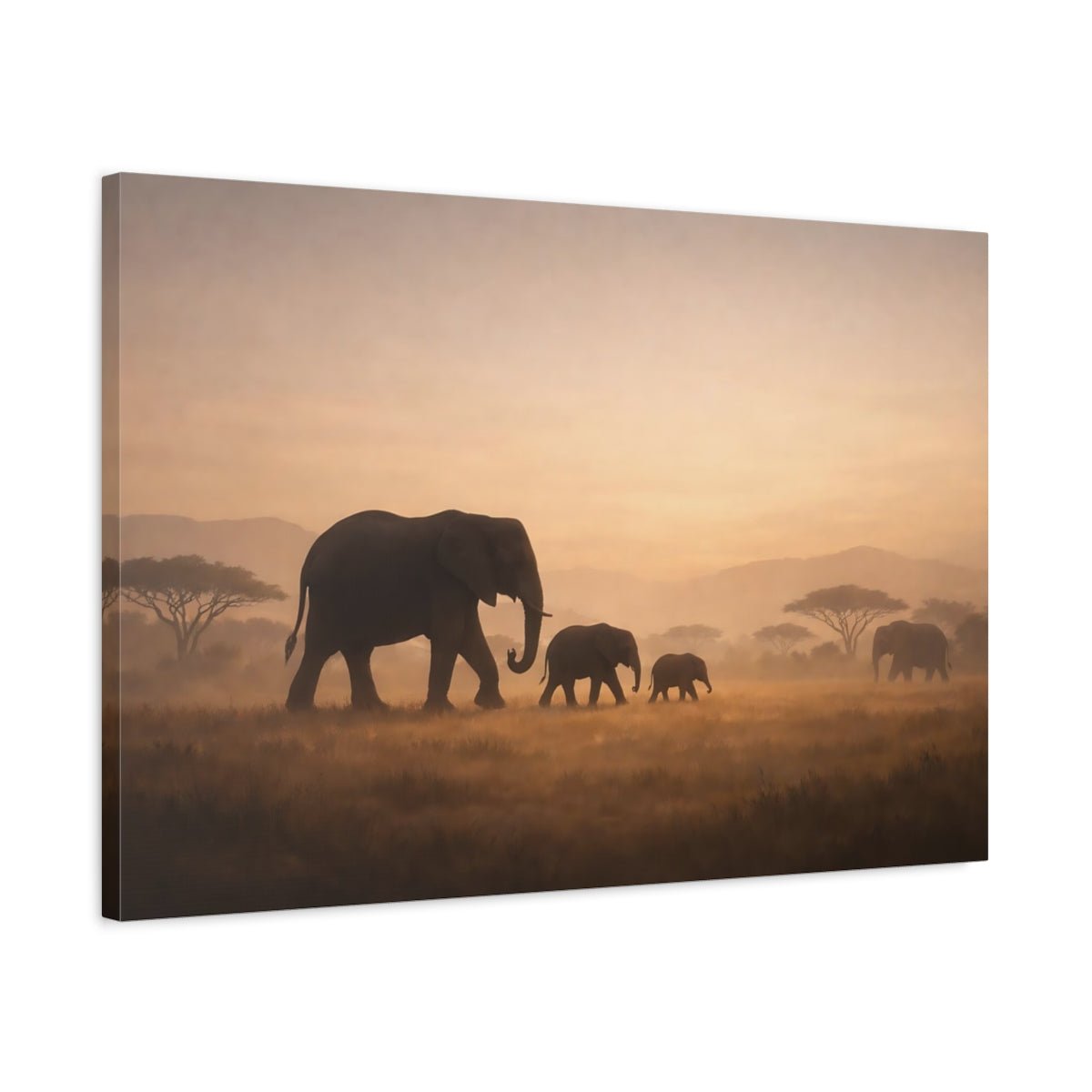 Animals Elephants Golden - Canvas Wall Art Print - YesArtYes