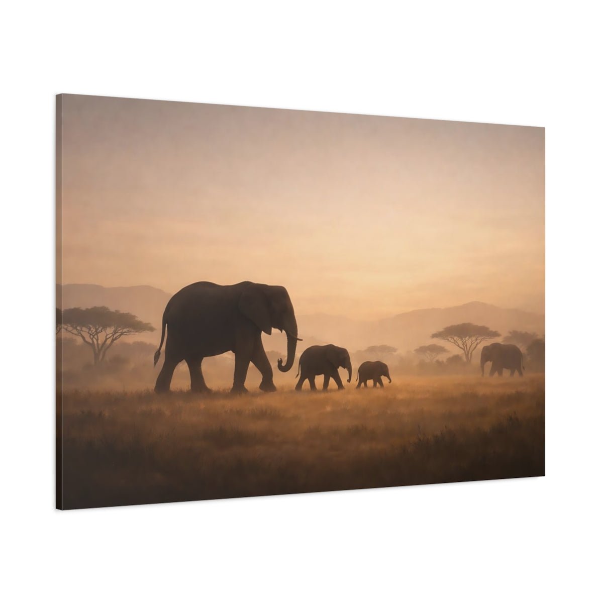 Animals Elephants Golden - Canvas Wall Art Print - YesArtYes