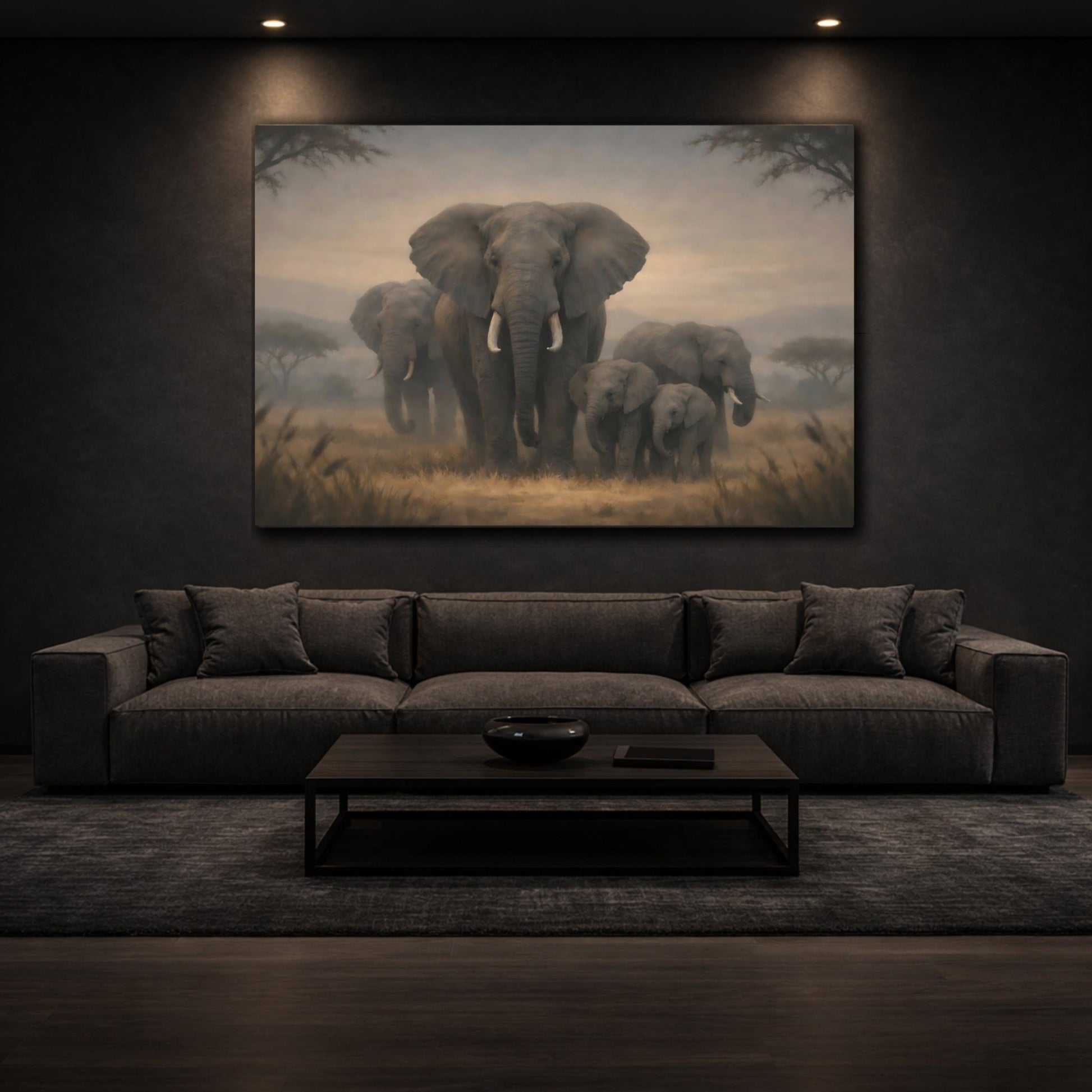 Animals Elephants Grey And Brown - Canvas Wall Art Print - YesArtYes