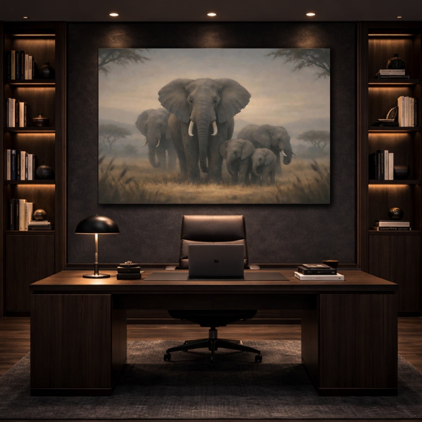 Animals Elephants Grey And Brown - Canvas Wall Art Print - YesArtYes