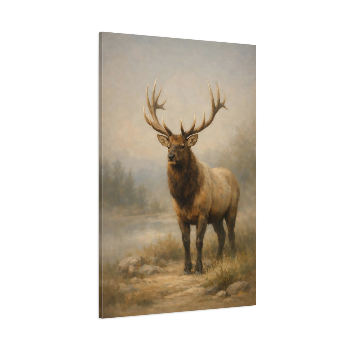 Main Mockup. Animals Elk Brown Elk shown as stretched canvas wall art