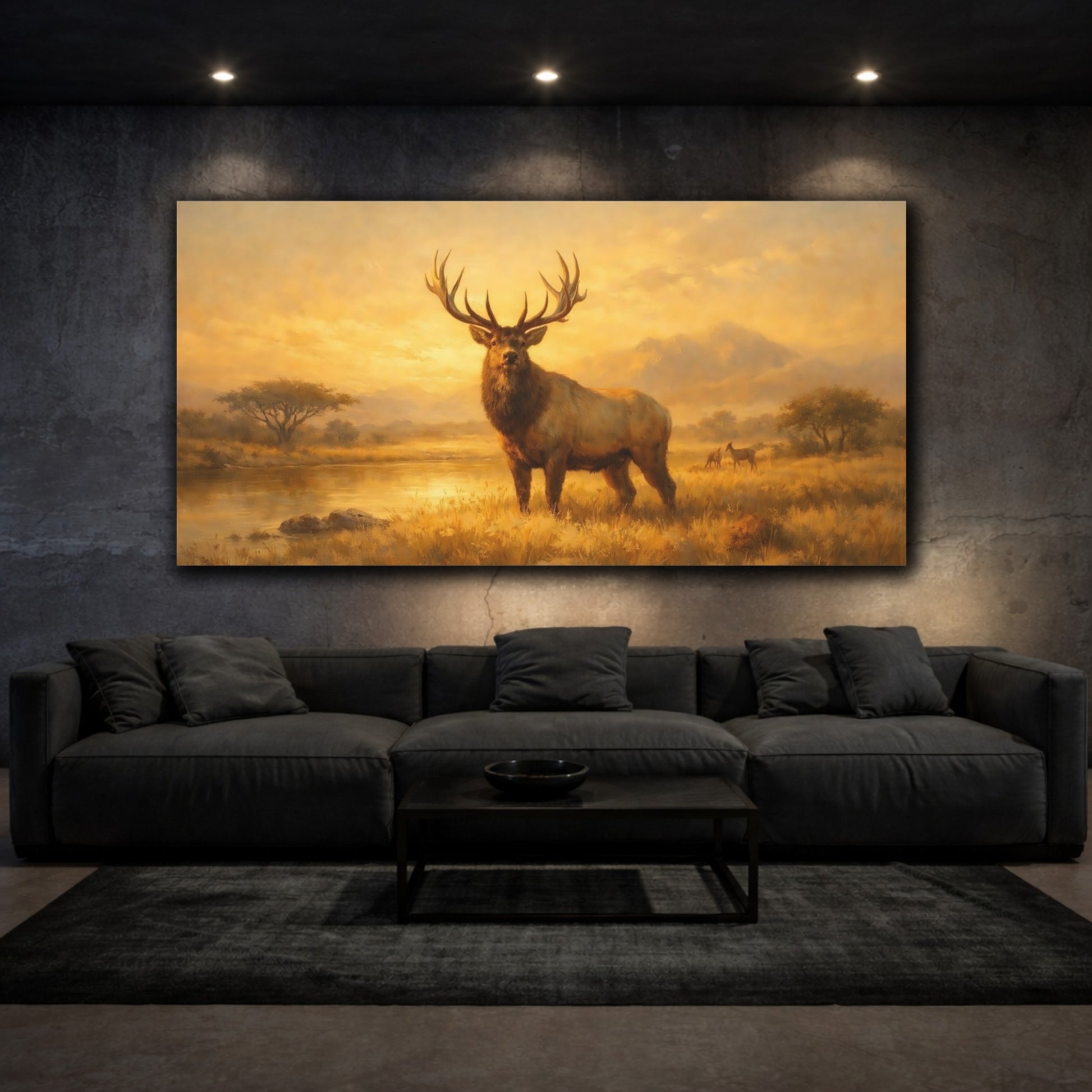 Mockup 2. Animals Elk Golden Elk shown as stretched canvas wall art