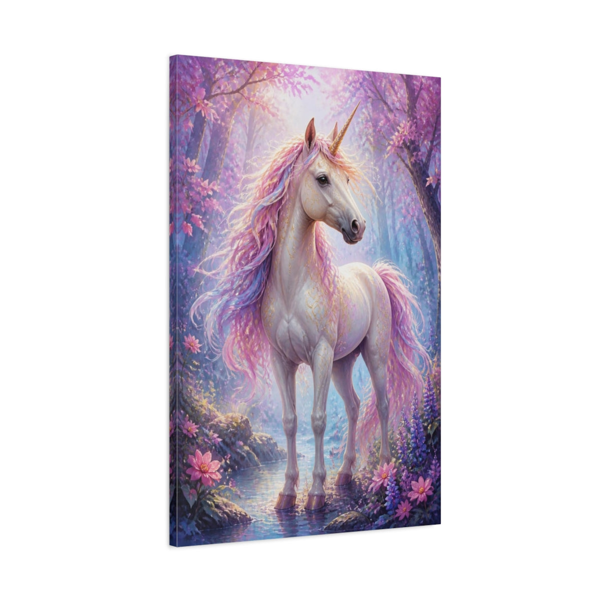Main Mockup. Animals Enchanted Unicorn In Mist shown as canvas print
