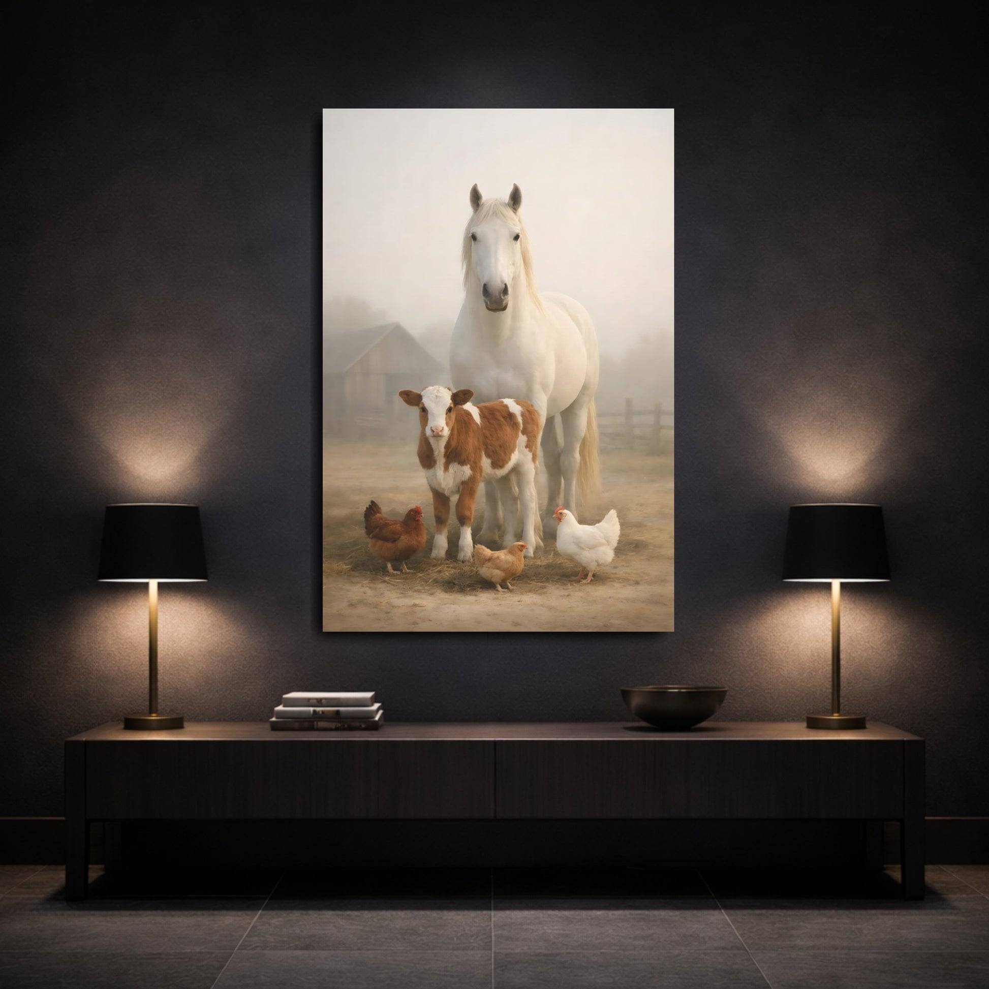 Mockup 2. Animals Farm Animals Farm Animals shown as stretched canvas wall art