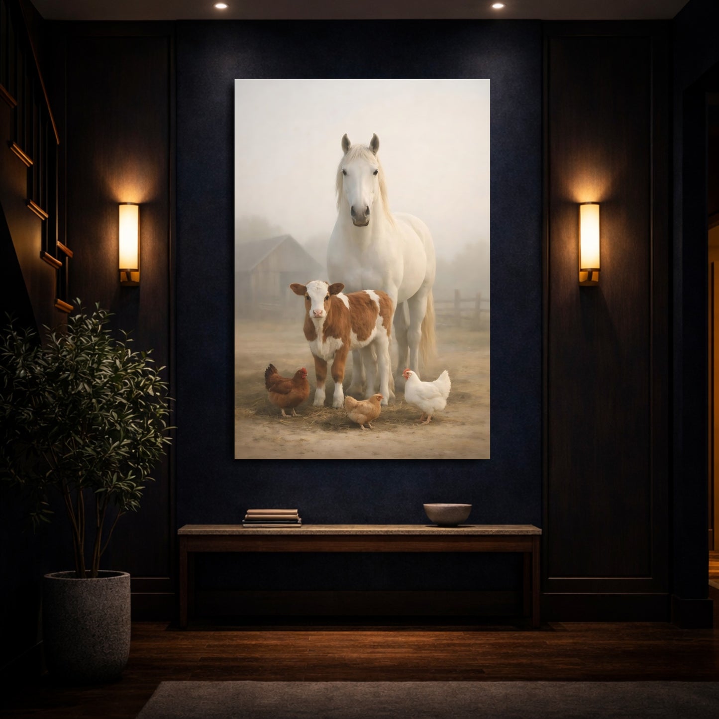 Mockup 3. Animals Farm Animals Farm Animals shown as stretched canvas wall art