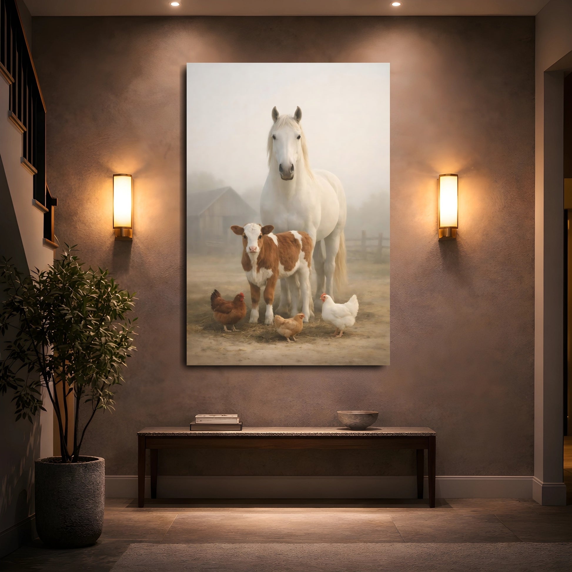 Mockup 4. Animals Farm Animals Farm Animals shown as stretched canvas wall art
