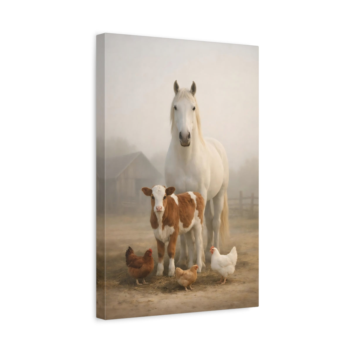 Side Mockup 4. Animals Farm Animals Farm Animals shown as stretched canvas wall art