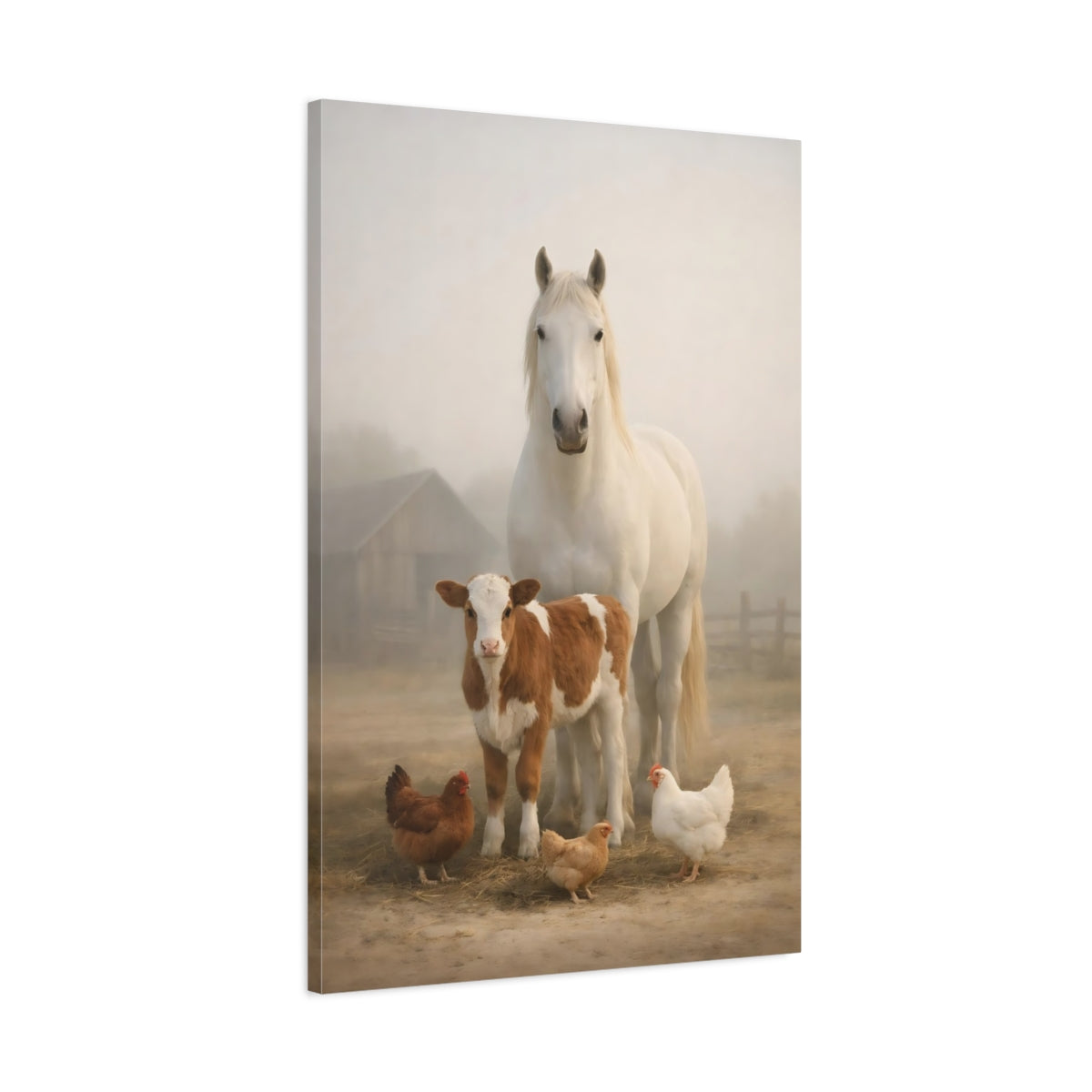 Side Mockup 1. Animals Farm Animals Farm Animals shown as stretched canvas wall art