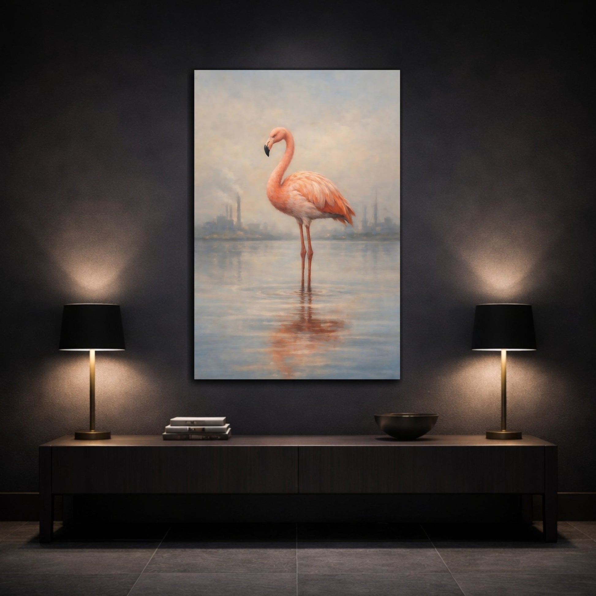 Animals Flamingo Pink And - Canvas Wall Art Print - YesArtYes