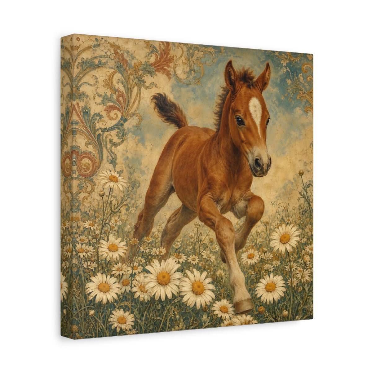 Animals Foal Vintage Canvas Print – Nursery, Statement Wall - YesArtYes