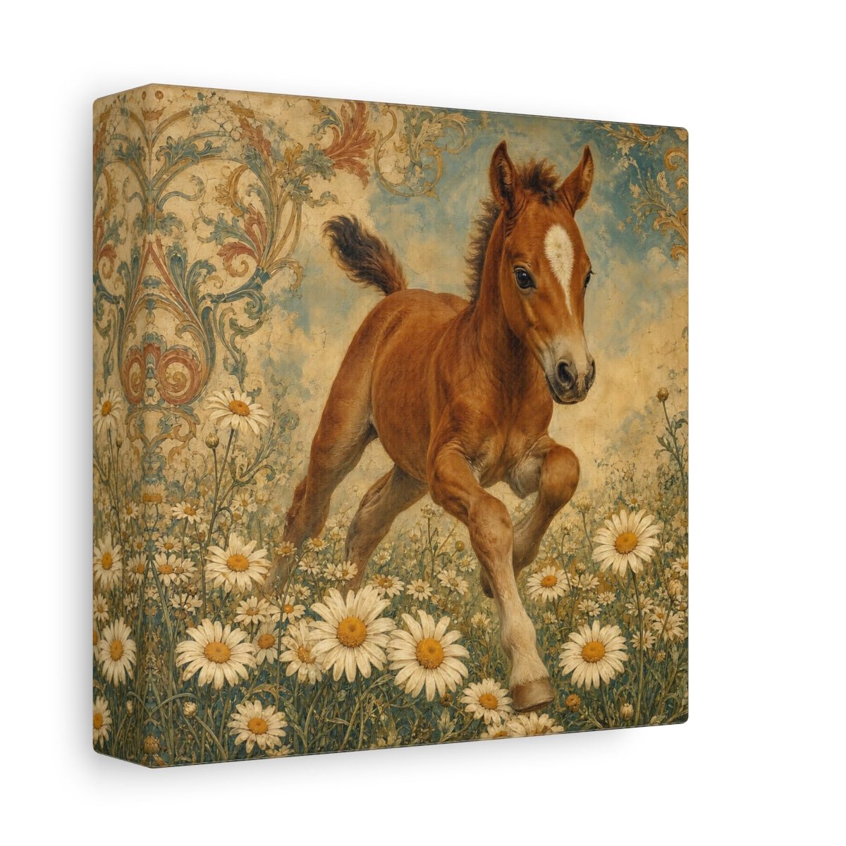 Animals Foal Vintage Canvas Print – Nursery, Statement Wall - YesArtYes
