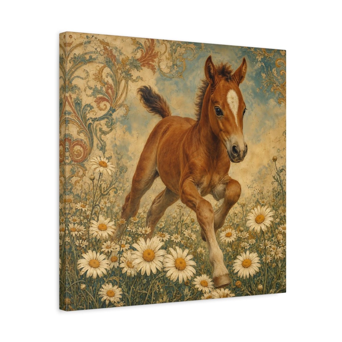 Animals Foal Vintage Canvas Print – Nursery, Statement Wall - YesArtYes