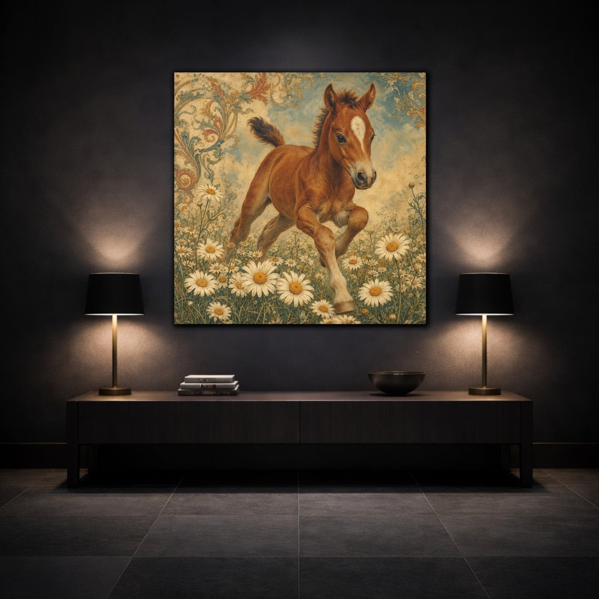 Animals Foal Vintage Canvas Print – Nursery, Statement Wall - YesArtYes