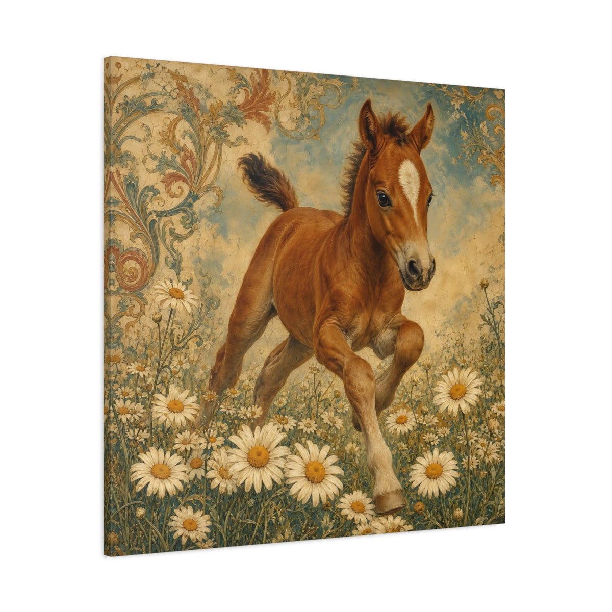 Animals Foal Vintage Canvas Print – Nursery, Statement Wall - YesArtYes