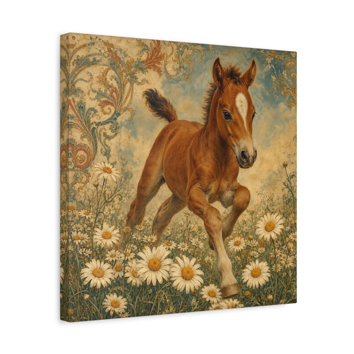 Animals Foal Vintage Canvas Print – Nursery, Statement Wall - YesArtYes