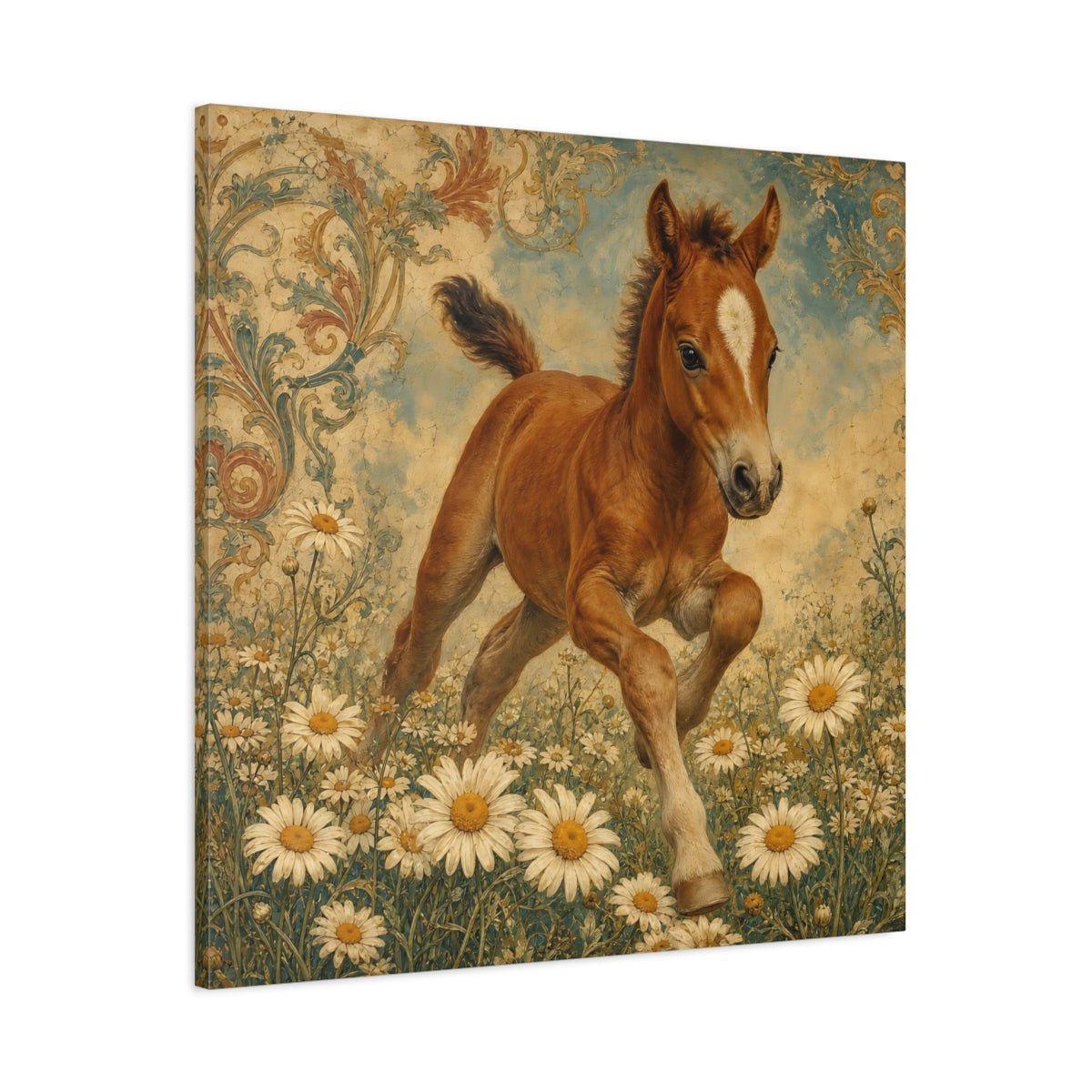 Animals Foal Vintage Canvas Print – Nursery, Statement Wall - YesArtYes