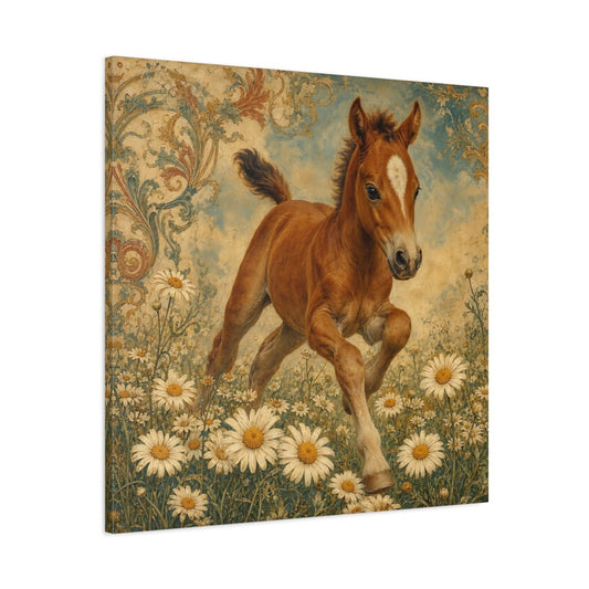 Animals Foal Vintage Canvas Print – Nursery, Statement Wall - YesArtYes