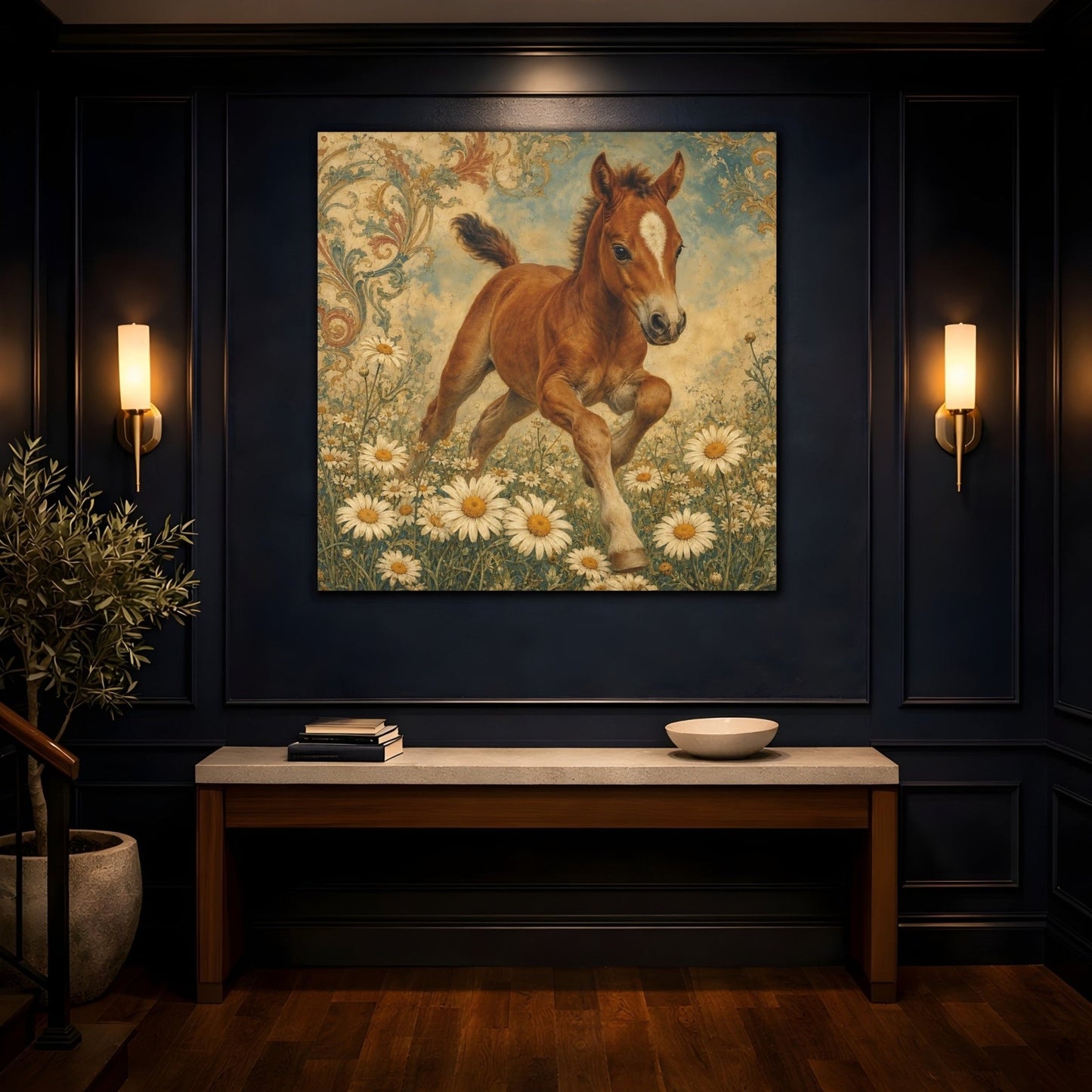 Animals Foal Vintage Canvas Print – Nursery, Statement Wall - YesArtYes