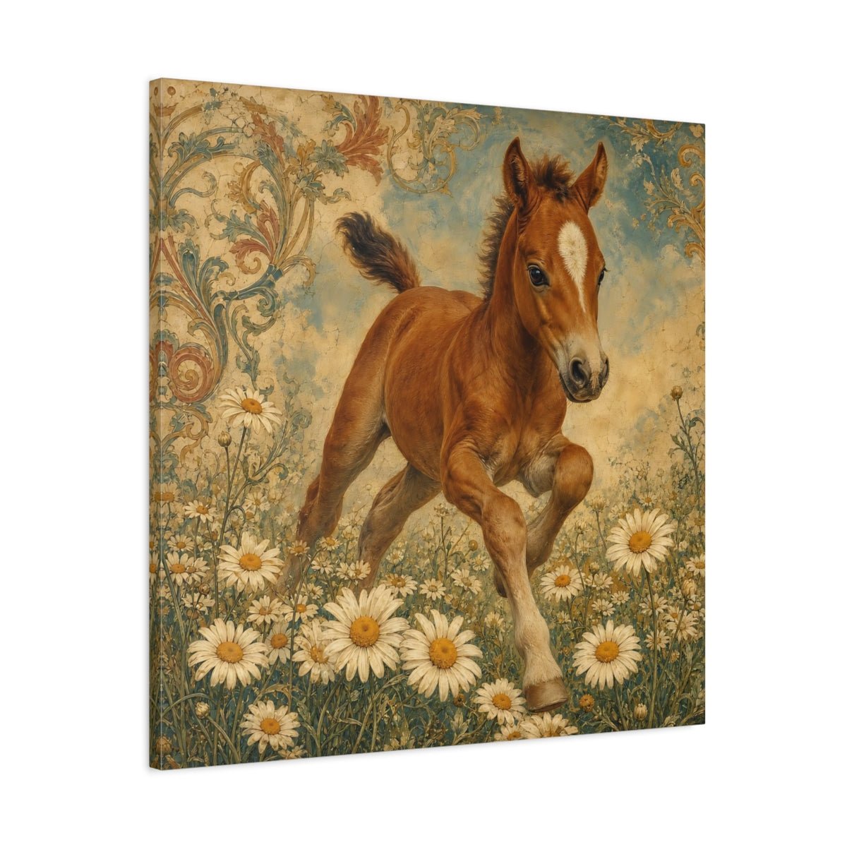 Animals Foal Vintage Canvas Print – Nursery, Statement Wall - YesArtYes