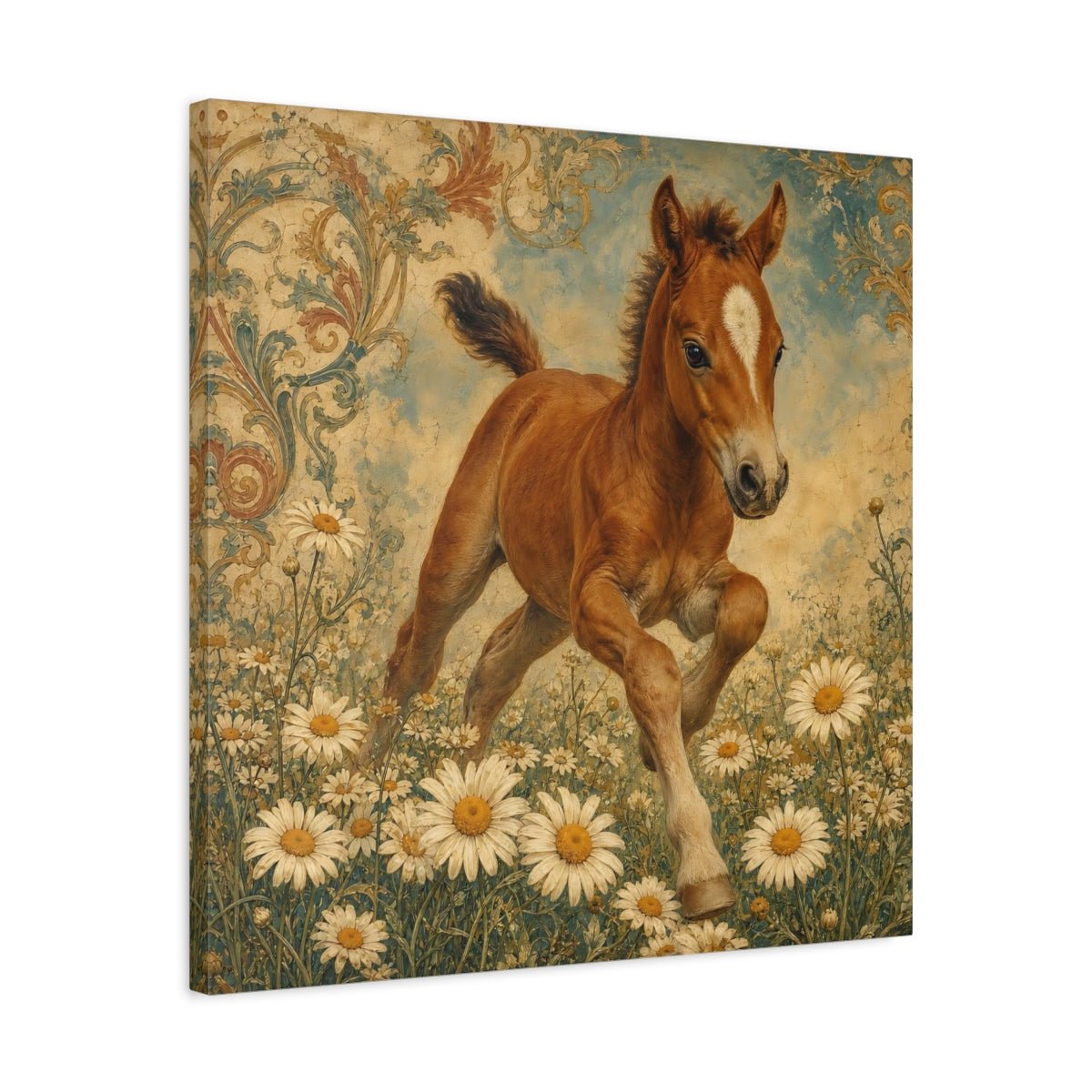 Animals Foal Vintage Canvas Print – Nursery, Statement Wall - YesArtYes