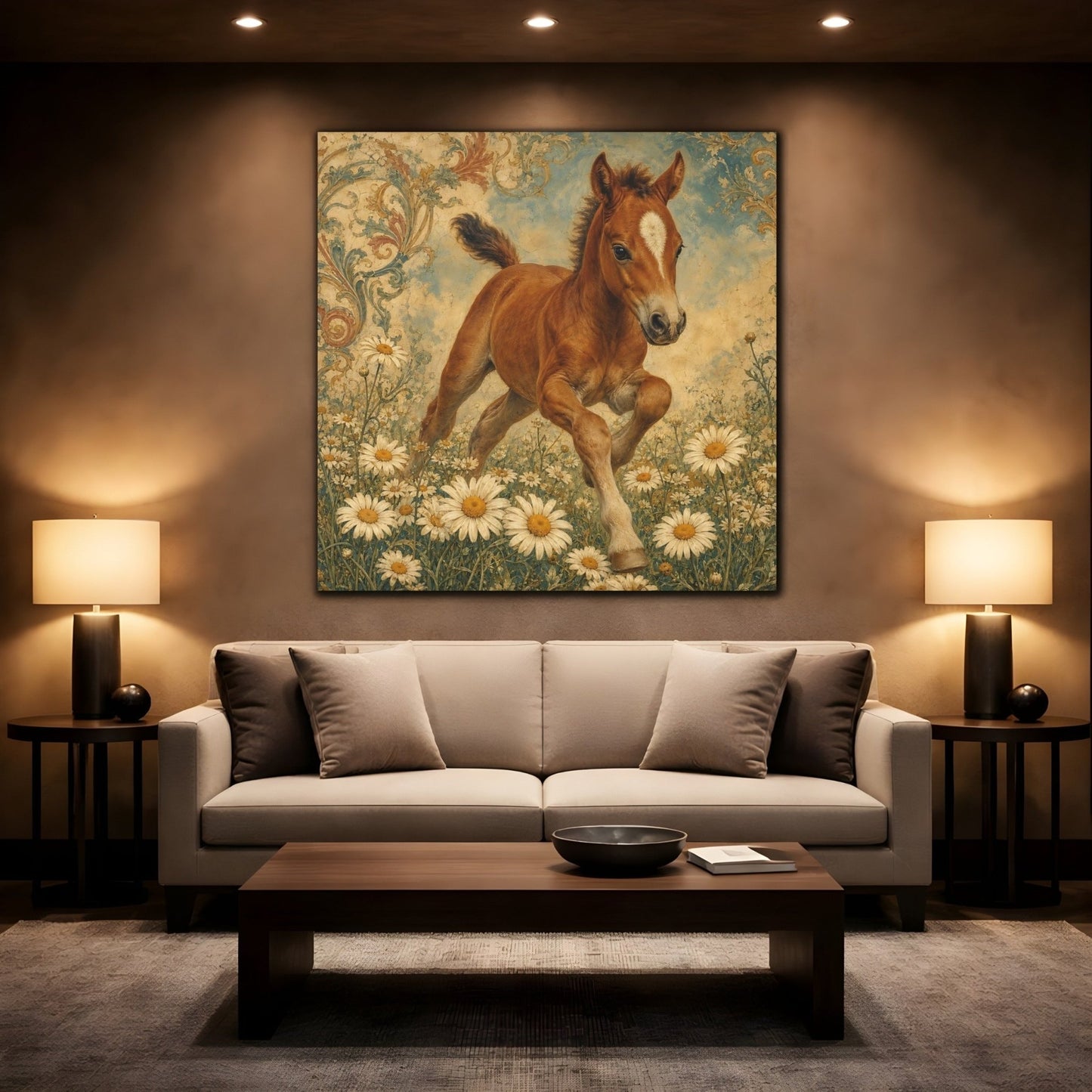 Animals Foal Vintage Canvas Print – Nursery, Statement Wall - YesArtYes