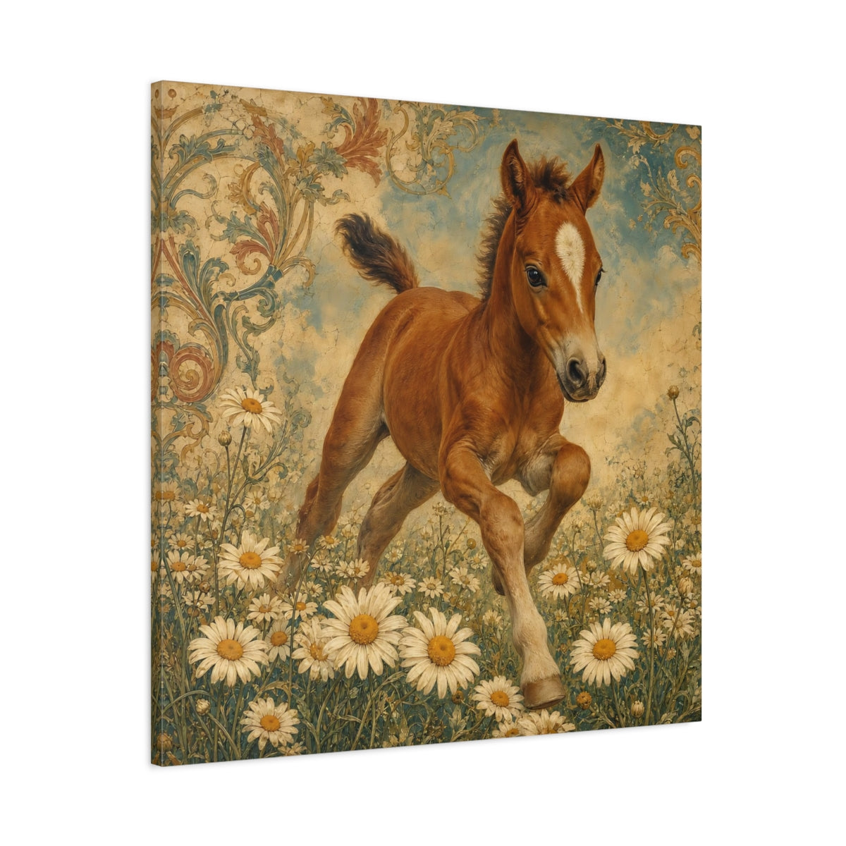 Main Mockup. Animals Foal Vintage Foal shown as canvas print